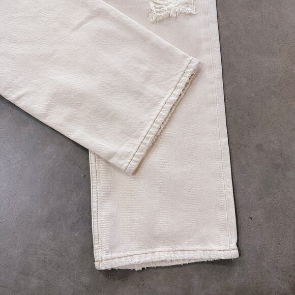 BDG Urban Outfitters Button Fly High Rise Straight Ripped Jeans Ecru W28 L32 NWT - Picture 7 of 13